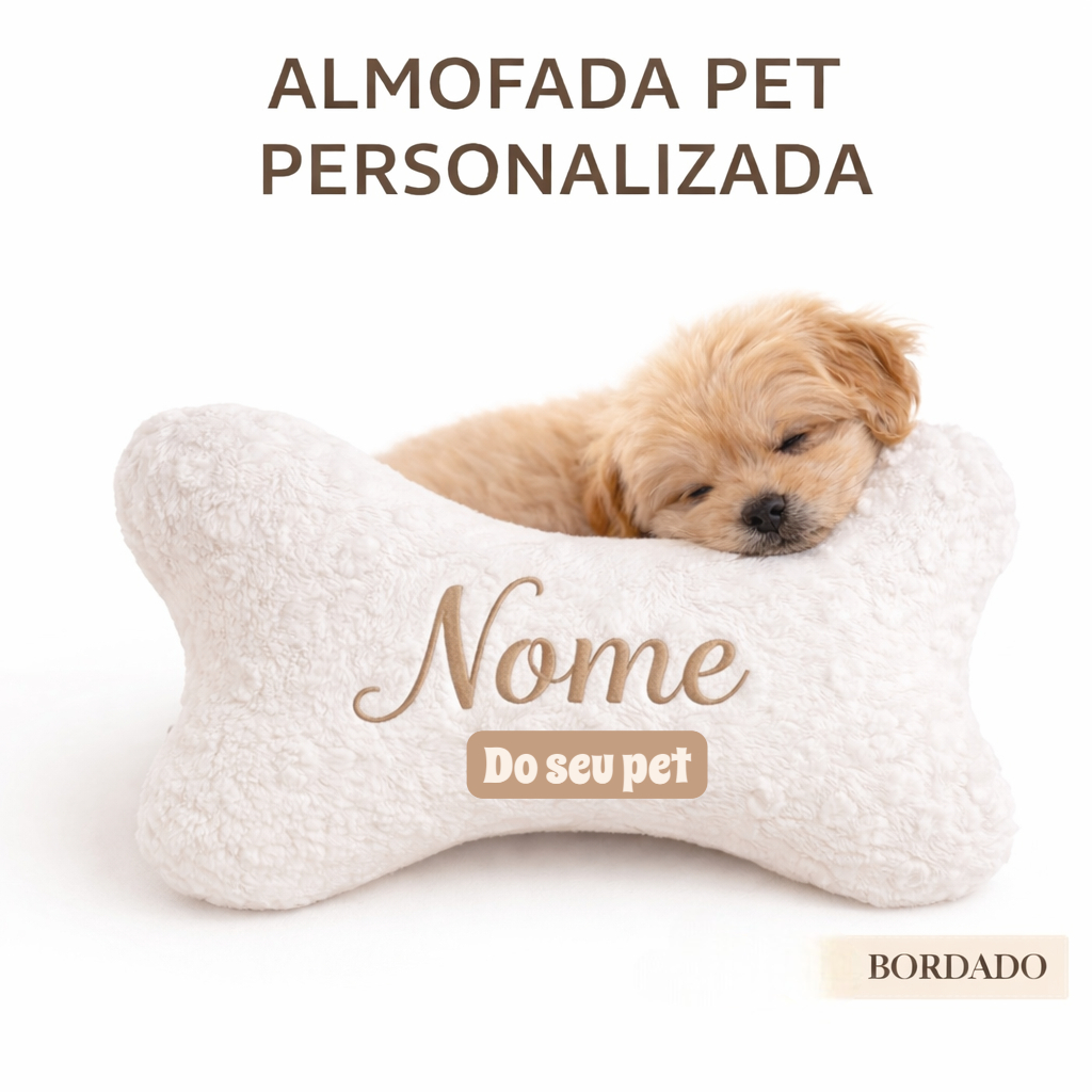 Travesseiro Almofada Pet Bordado Personalizado Enxoval Pelúcia Nome Cachorro Gato