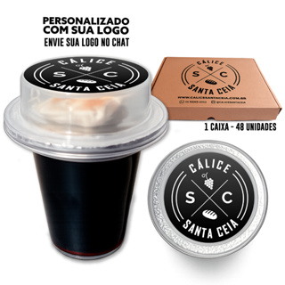 Kit Cálice de Santa Ceia PERSONALIZADO Pronto com Suco de Uva integral e Pão Ázimo 48 Unidades em Oferta na Shopee