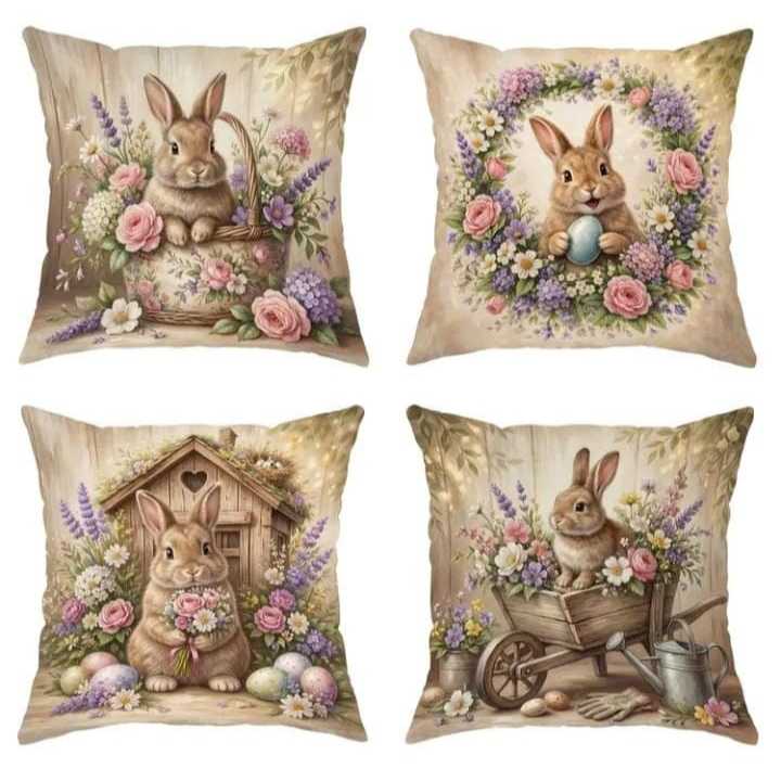 Kit 04 capas de almofadas decorativas de Páscoa 45x45cm em Oferta na Shopee