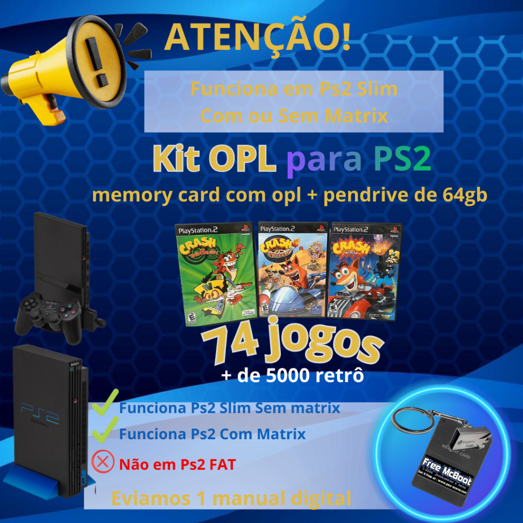 Kit Opl 64gb para ps2 com mais de 6000 jogos (74 de ps2 + de 6000 nos emuladores) leiam a descrição em Oferta na Shopee