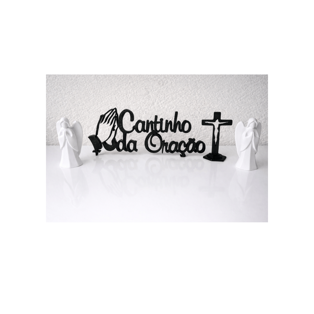 Kit Cantinho da Oração Decorativo com Anjos e Cruz Decoração Religiosa