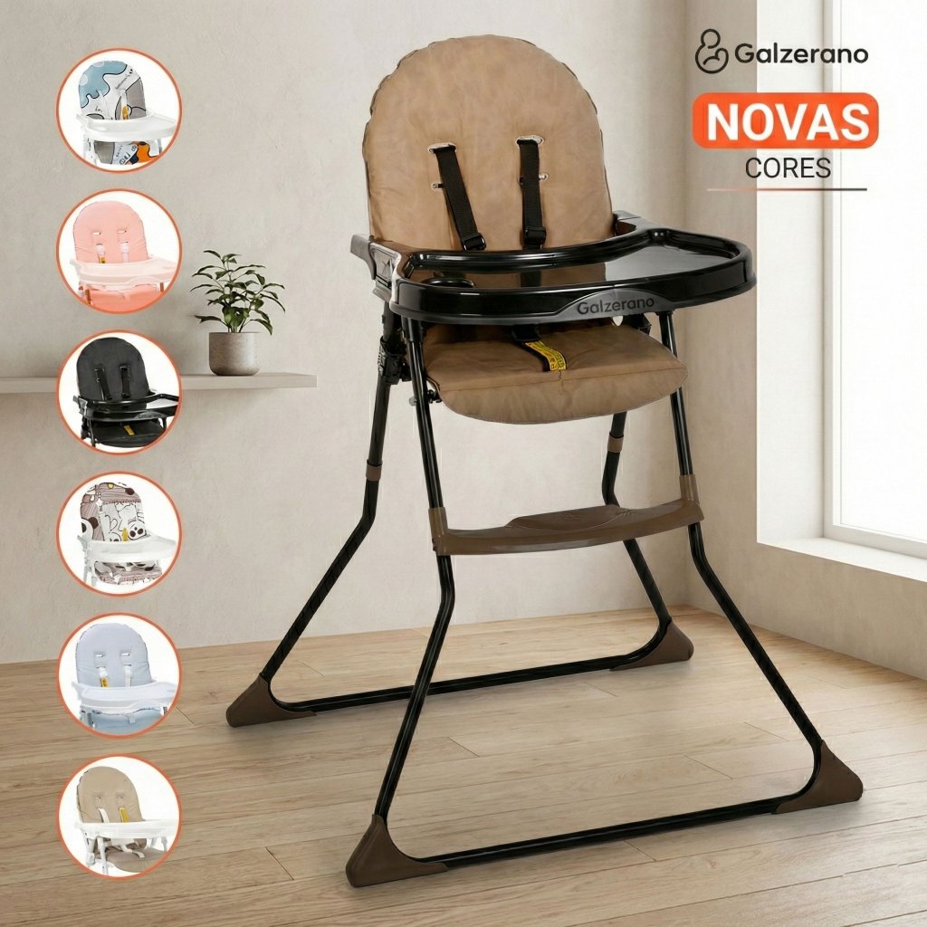 Cadeira Alimentação Galzerano Nick Alta Para Bebe Cadeirinha Dobrável Até 23kgs