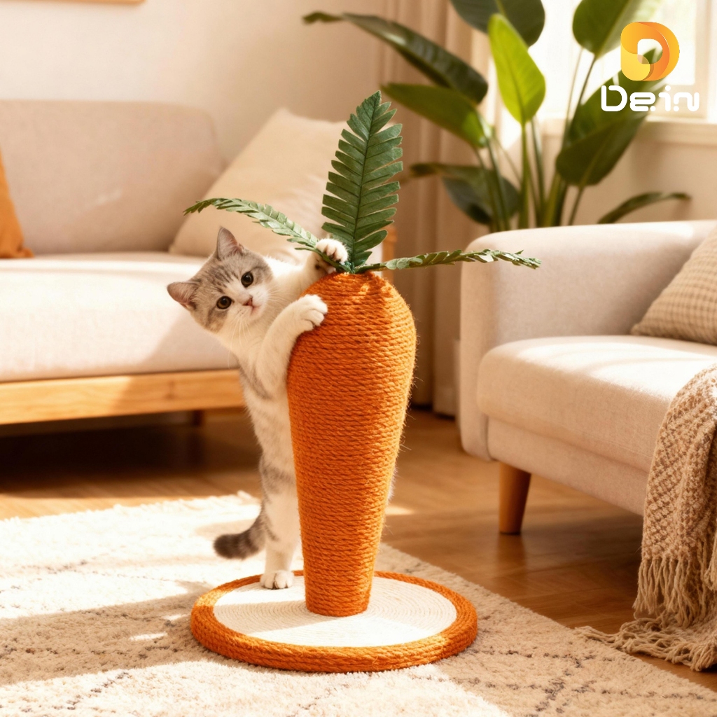 Arranhador para Gato Cenoura 40cm Poste com Sisal Base 30cm Estável Antiderrapante em Oferta na Shopee