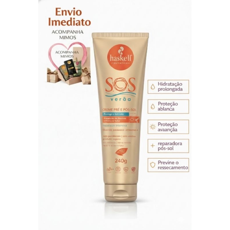 Creme Haskell SOS Verao Pre  e Pos Sol 240g
