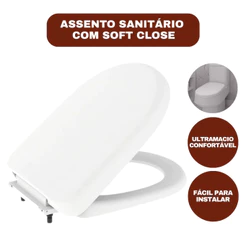 Assento Sanitário com Soft Close Fechamento Suave Carrara Branco - Censi Original