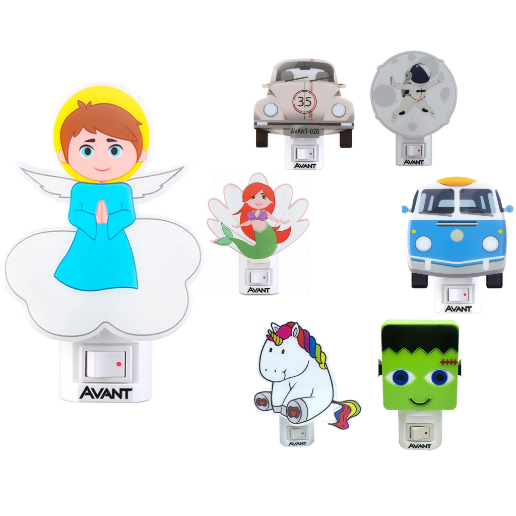 Luz Noturna Luminária Infantil Abajur Luz Amarela Branco Quente Led 1W Com Tomada Bivolt Avant
