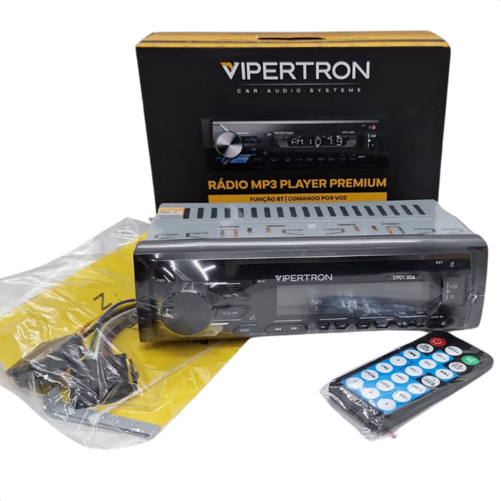 Rádio Automotivo Bluetooth MP3 USB FM 4x45W RCA AUX SD Aparelho Som Carro 180 W Tiger Auto Vipertron — imagem 2 de 2
