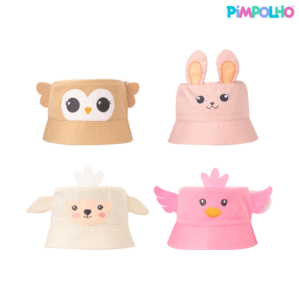 CHAPEU LUDICO 2-4 ANOS PIMPOLHO CHAPÉU BUCKET BEBÊ MENINA BEBE RN ROSA