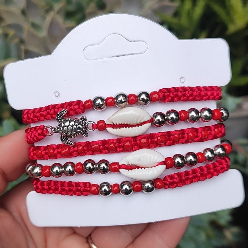 Kit mix conjunto 5 pulseiras macrame Buzio tartaruga concha macramé moda praia verão