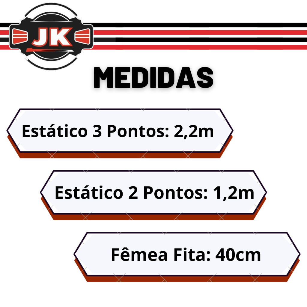 Kiti Cinto De Segurança Traseiro Gol Vw 2 Cintos 3 pontos Estáticos 1 Abdominal Completo — imagem 2 de 2