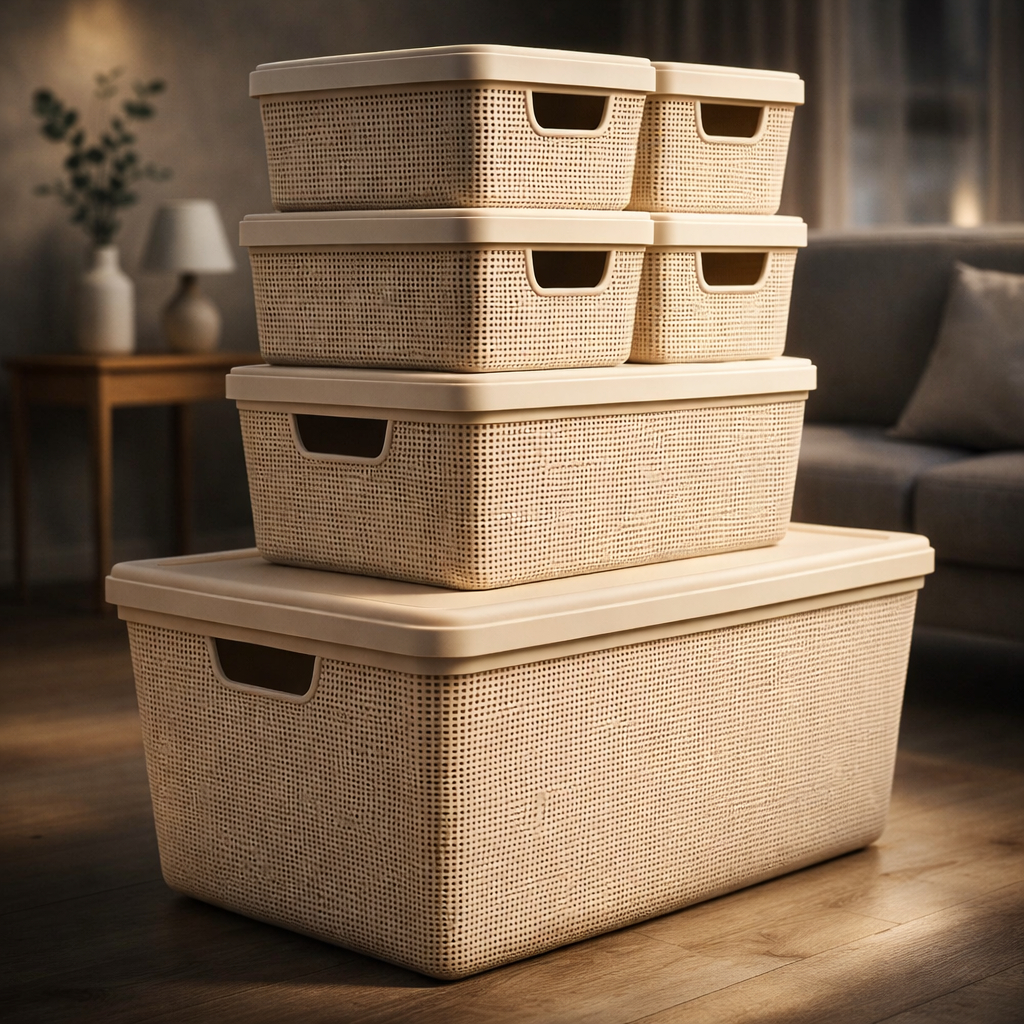 Kit 6 Caixa Organizadora com Tampa Cesto com Tampa em Plástico 1,8 5 15 Litros em Oferta na Shopee