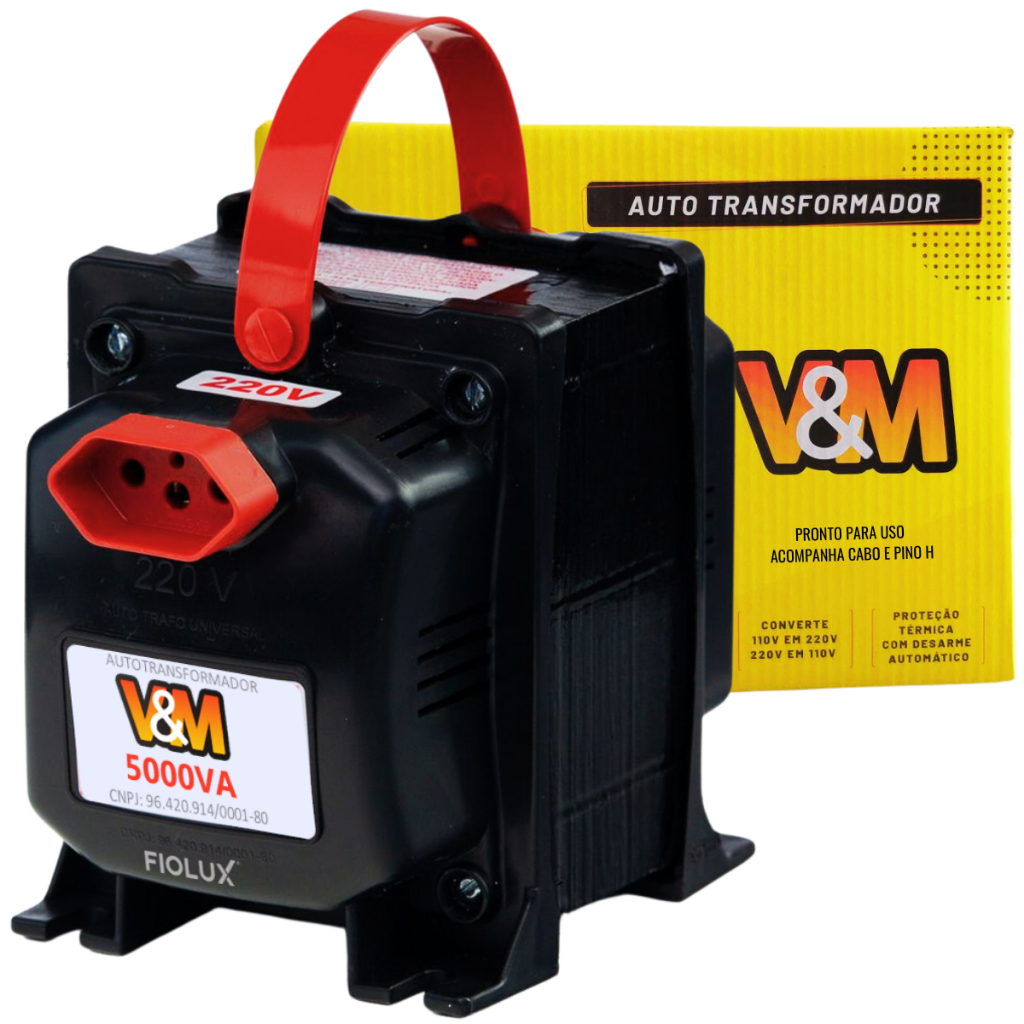 Transformador 5000va Tripolar De 220v para 127v e 110 Para 220 Bivolt Ar Condicionado 12000 Btus