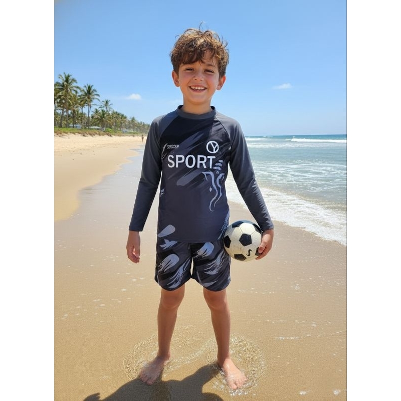 Conjunto Térmico Juvenil Masculino UV50+ Moda Praia Poliamida Premium