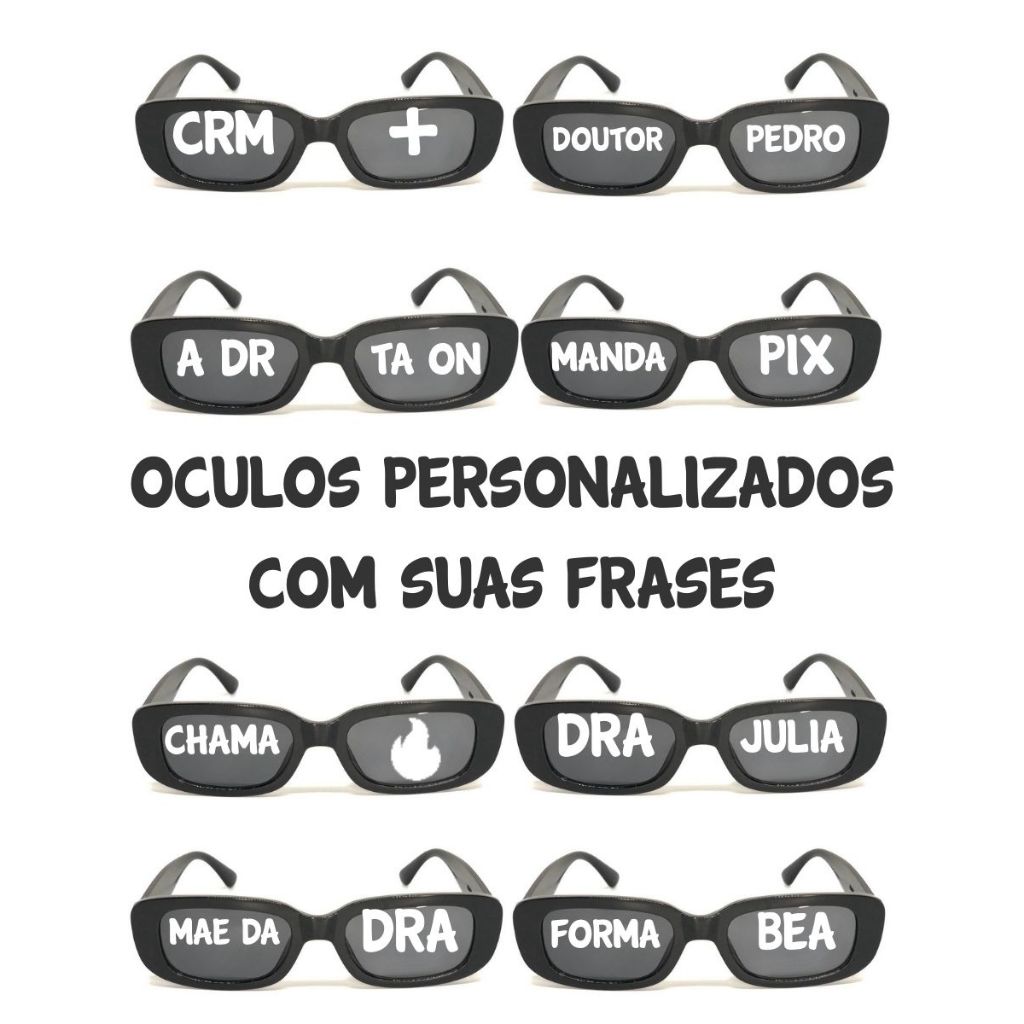 Óculos Personalizados Retro Inspirada no Vintage Escolha cor e personalize com Nome/Frase, Visual Marcante em Oferta na Shopee