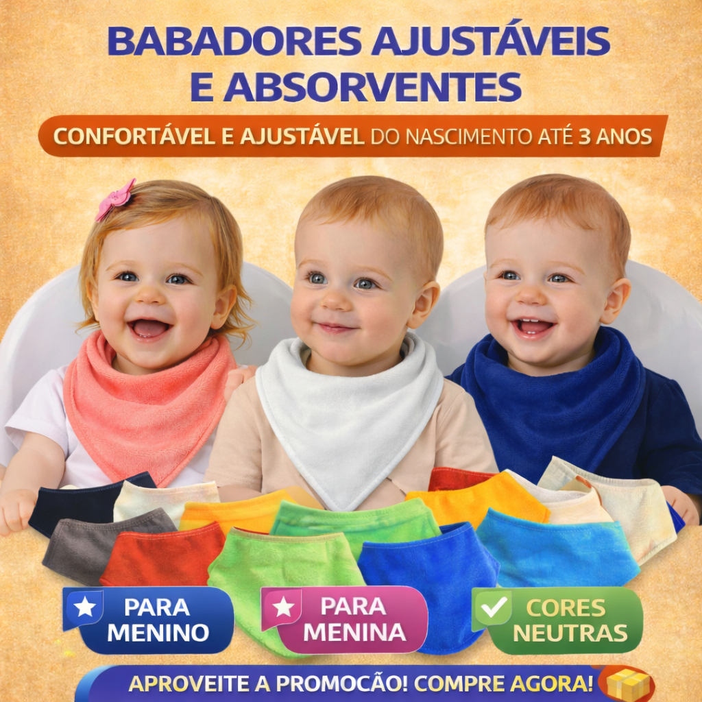 Kit 10 Babadores Bandana Bebê Dupla Face Diversas Cores Super Absorvente Promoção em Oferta na Shopee