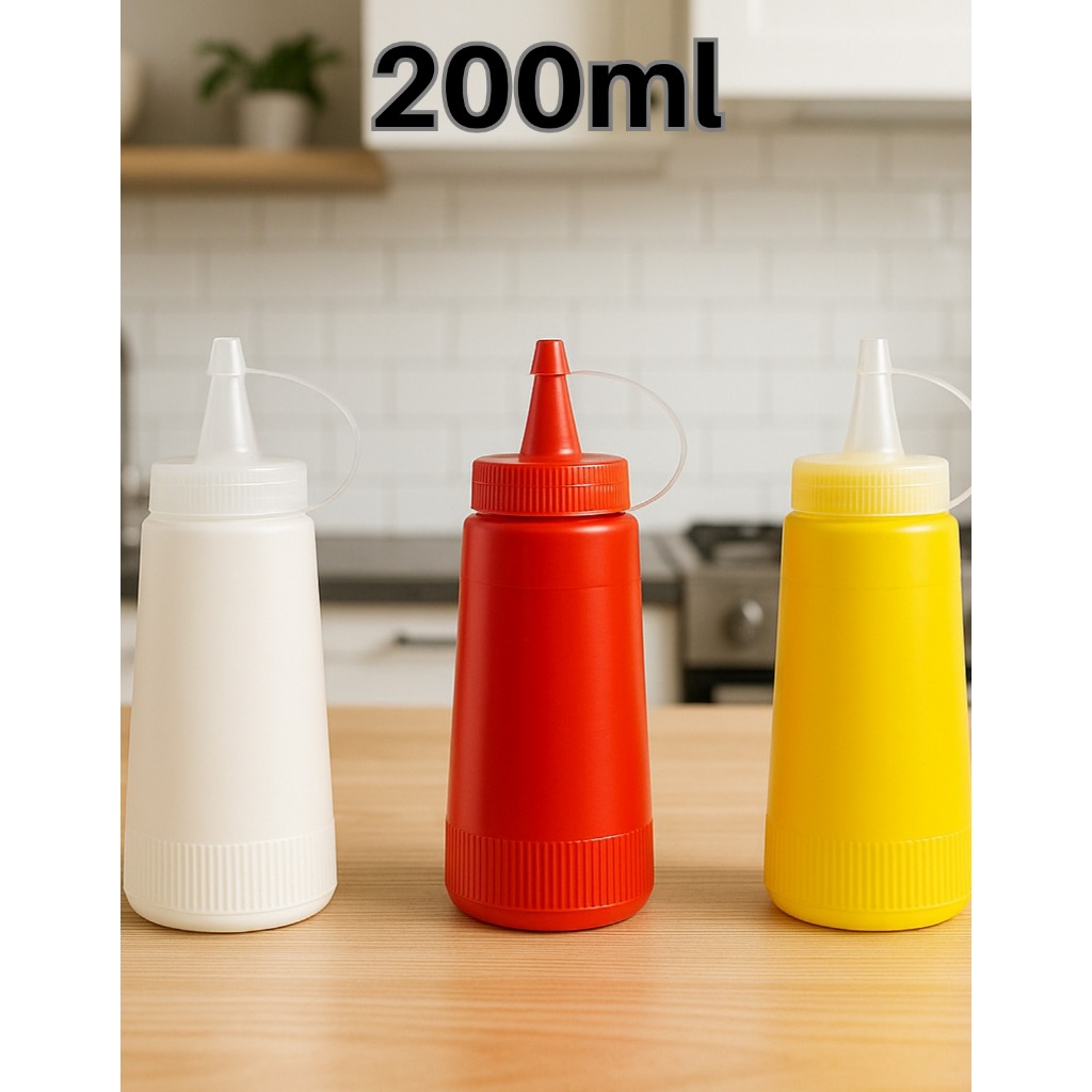 Bisnaga de Lanchonete Profissional 200ml Para Ketchup Maionese Mostarda Molhos Condimentos Caldas
