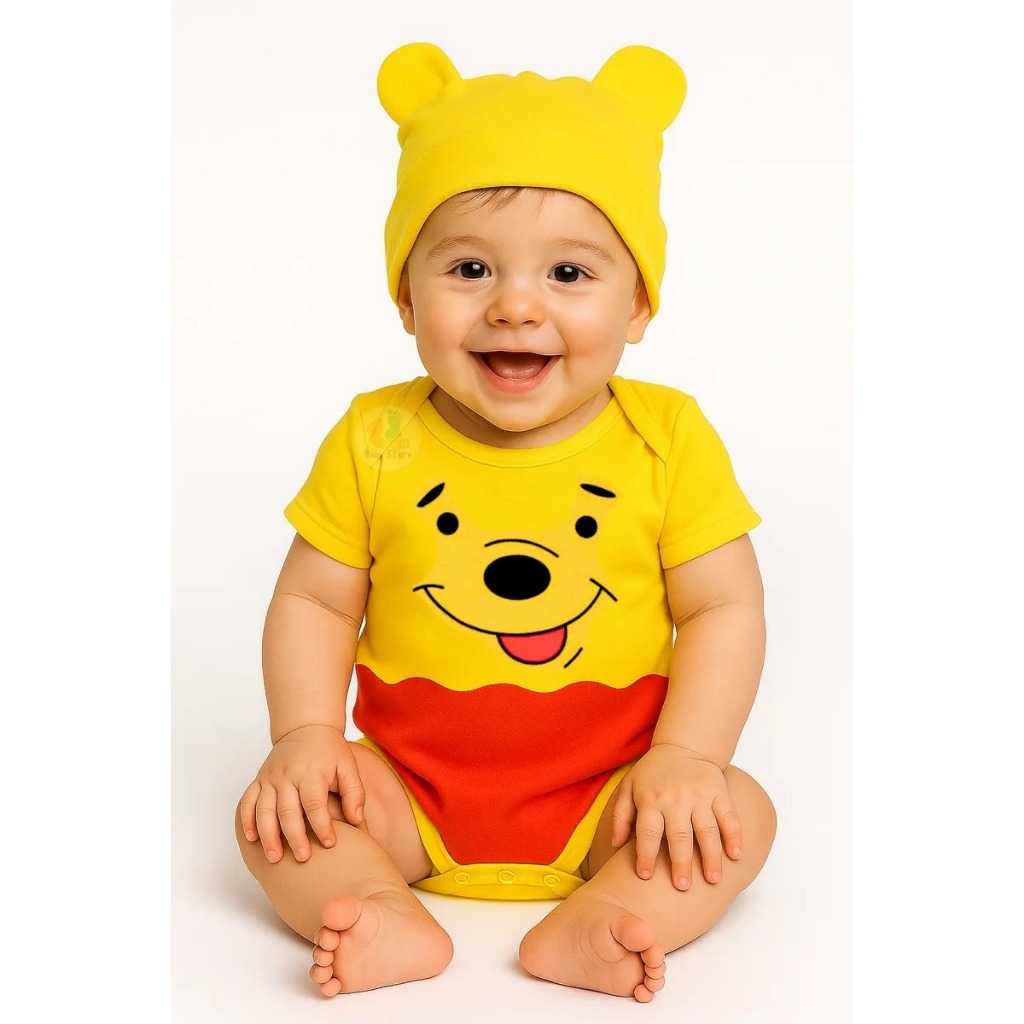 Body Bebê Ursinho Phoo Puff + Touca - Bori Mesversario Temático TIGRÃO em Oferta na Shopee