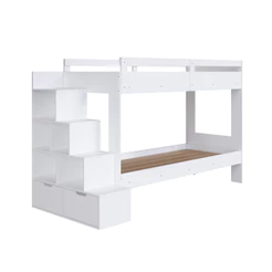 Cama Beliche Infantil Bicama com Escada, Nichos e Gavetas 232cm BI001BCBC Branco - Completa Móveis