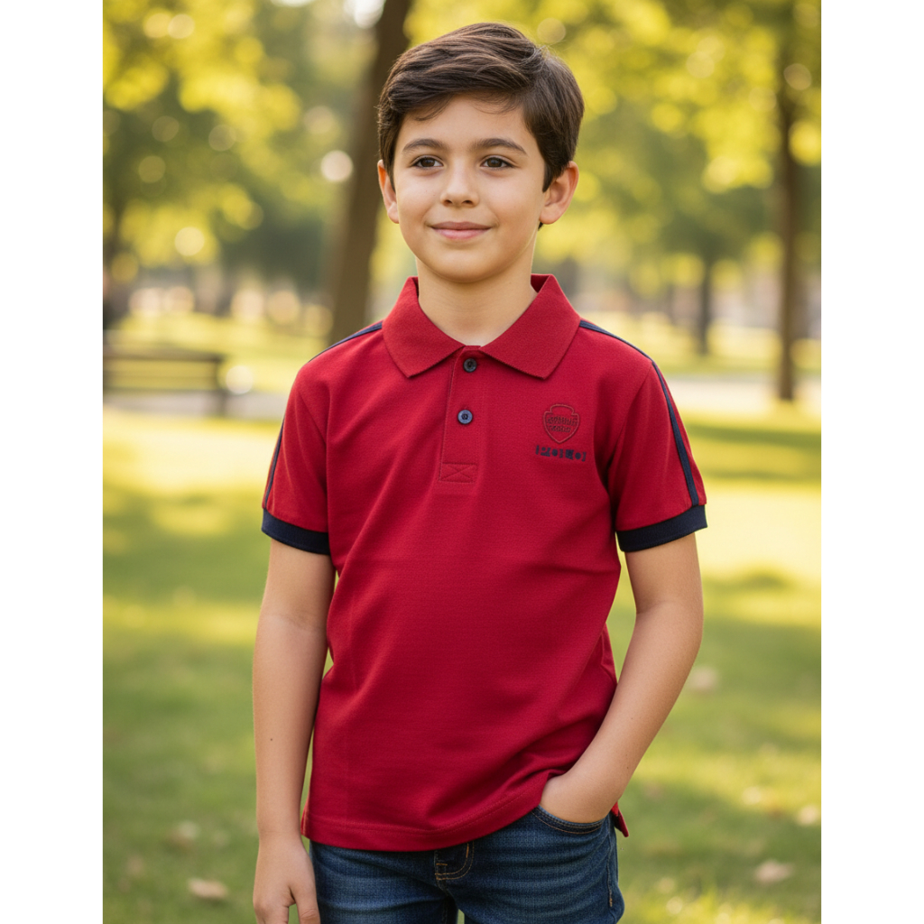 Camisa Polo Infantil Estampada e lisa Masculino Juvenil Algodão