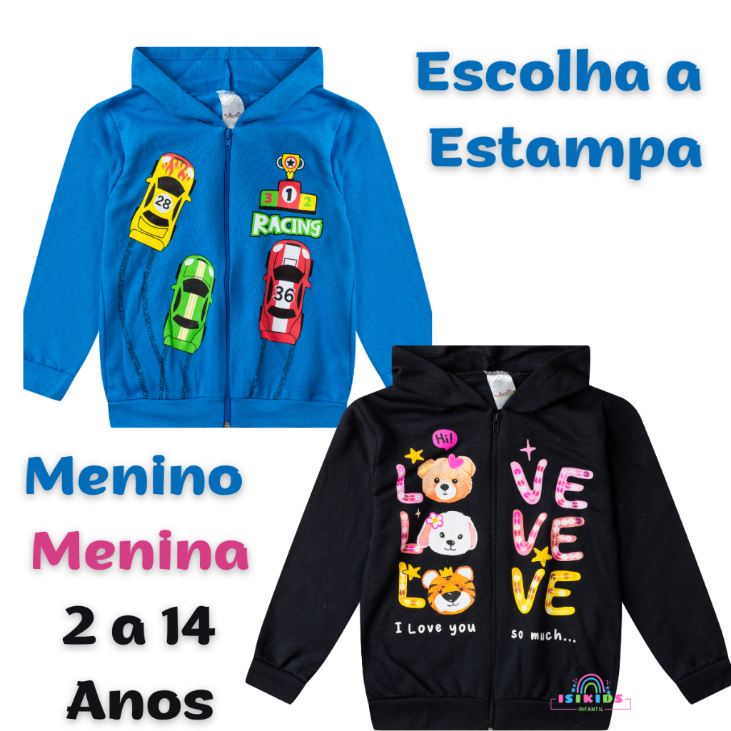 Jaqueta Infantil Menina Menino Avulsa 2 a 14 anos Jaqueta Infantil Menina Menino Avulsa 2 a 14 anos