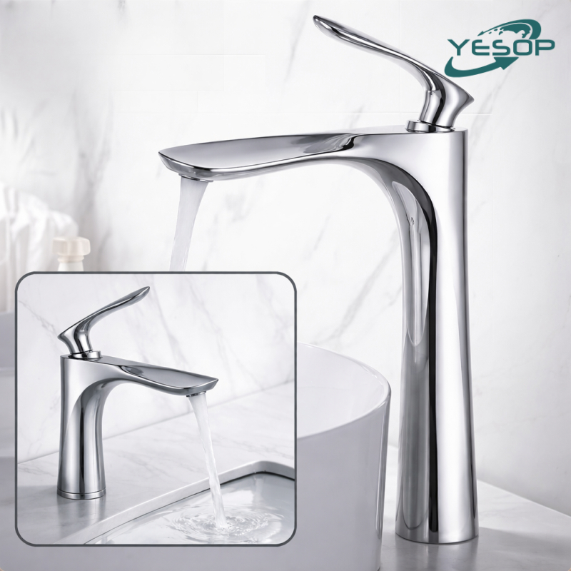 YESOP Torneira De Banheiro Cascata Alta Misturador Monocomando Aço Inox 304 Prateada Luxo Elegante em Oferta na Shopee