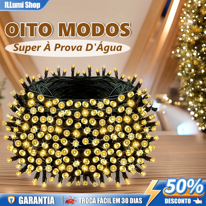 Pisca Cordão 240 Leds Com Strobo,8 funções 50 metros  À Prova Dágua 220V
