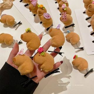 Grampos de Cabelo Capivara 3D Fofos em Pelúcia 3/5/8 Unidades – Ideal para Festas e Presentes
