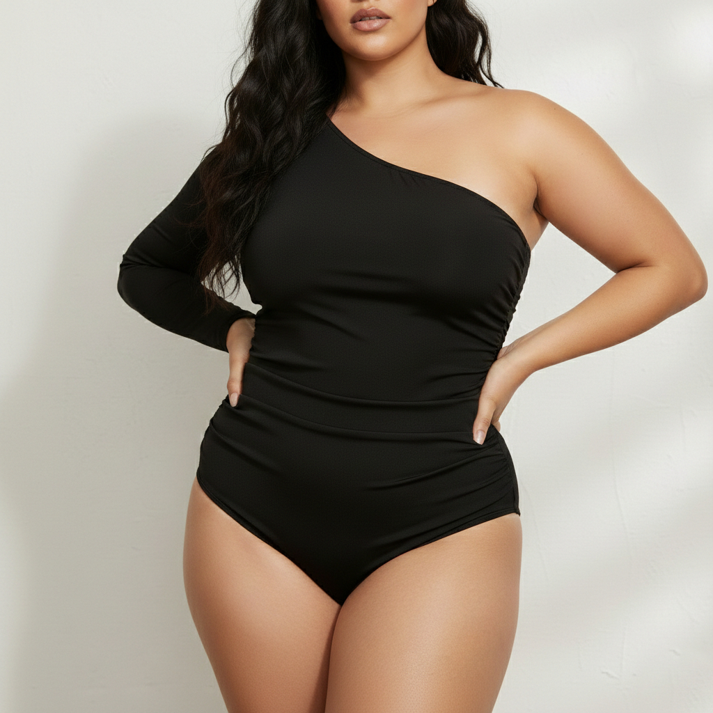 Body Plus Size Um Ombro Só Mula Manca Manga Longa – Estiloso, Moderno e com Ótimo Caimento