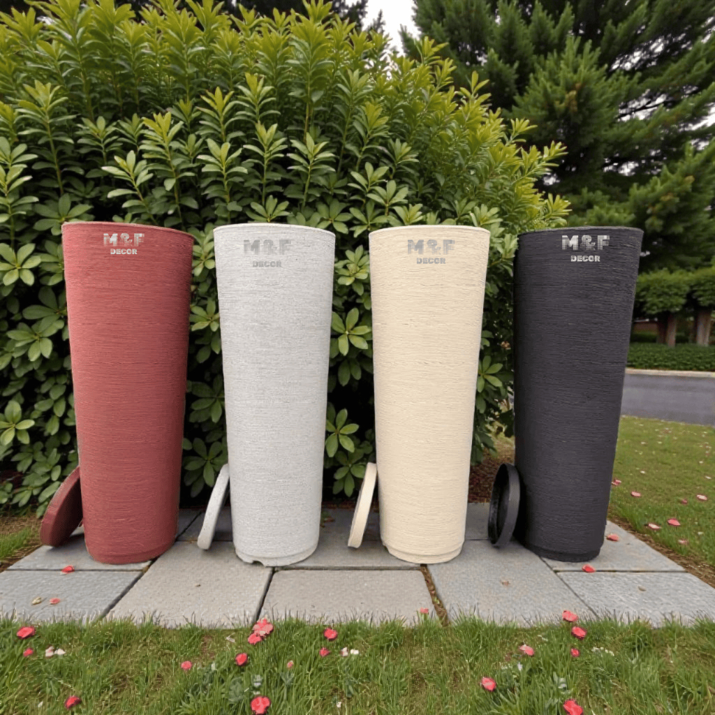 Vaso para Plantas Coluna Ibiza Escovada P 58 cm Com Prato Coletor