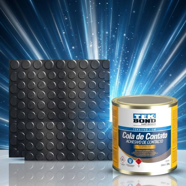 Kit 3 Pisos Moeda 50x50cm Preto Emborrachado + Cola de Contato Tekbond 200g | Envio Imediato