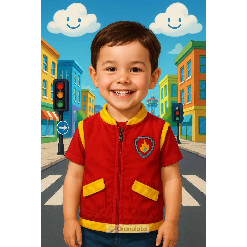 Fantasia Infantil Colete Marshall Patrulha Canina Do 2 ao 10 Aniversario Carnaval