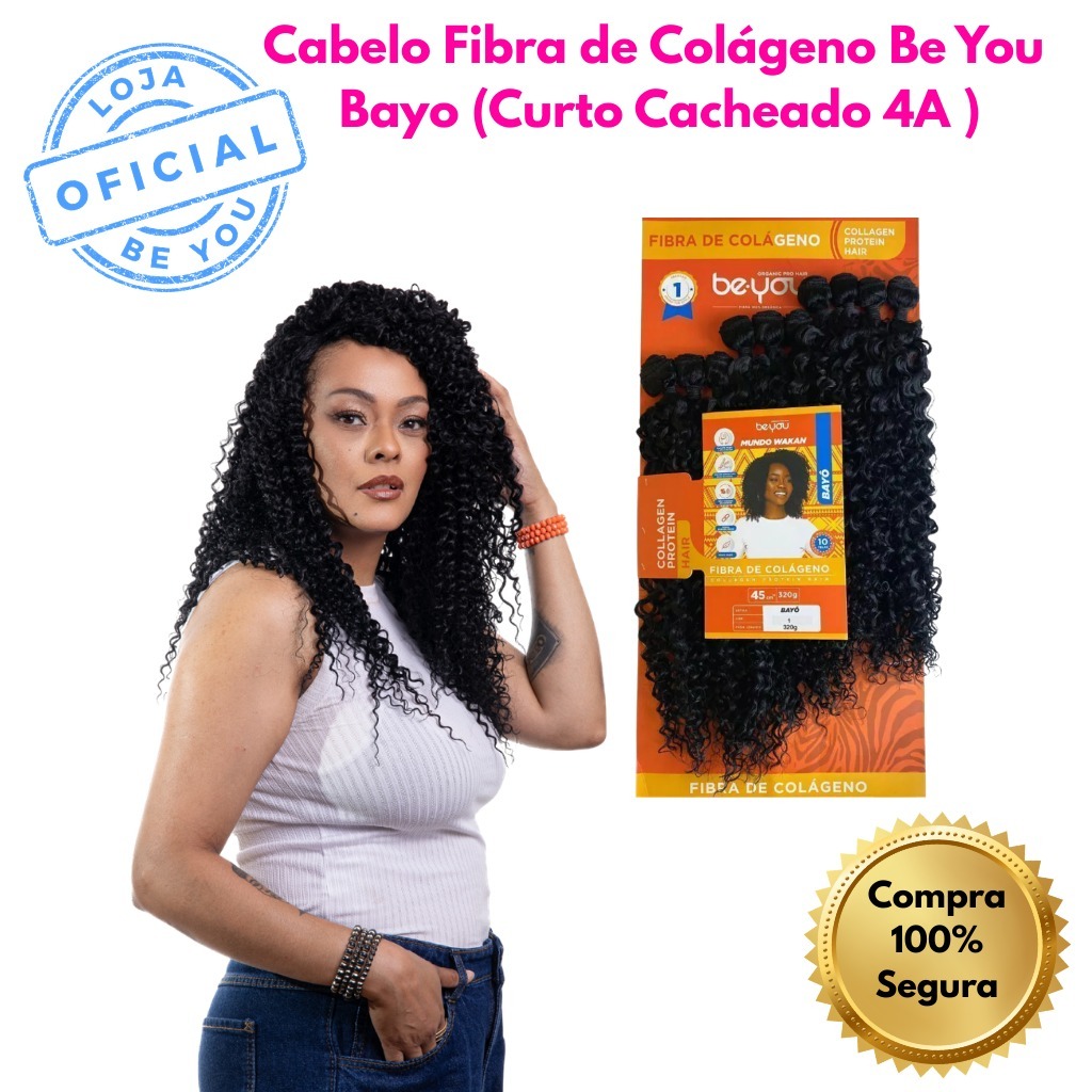 Cabelo Fibra de Colágeno Bayô Be You Hair 4A Curto Cacheado 320g 10 Telas Volume Natural em Oferta na Shopee