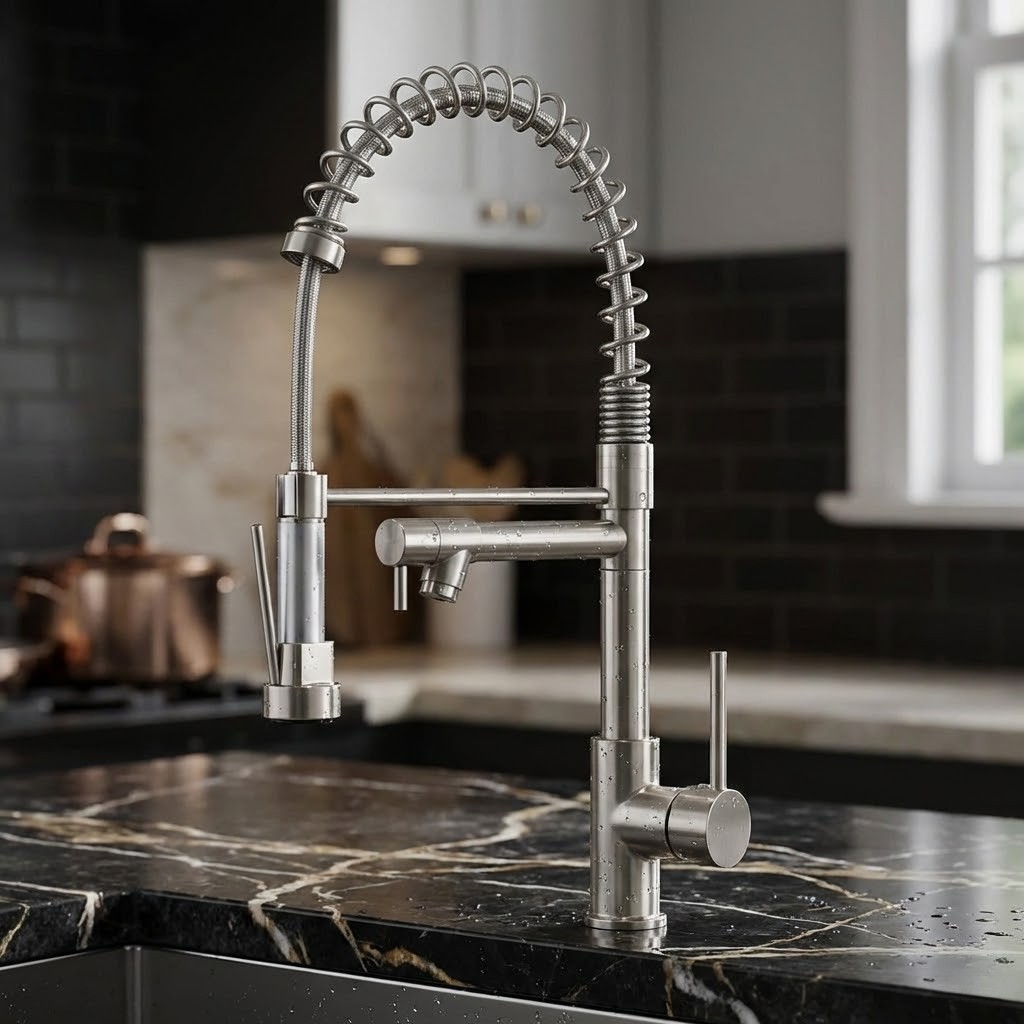 Torneira De Cozinha Aço Inox Escovado 50cm Ducha Flexível Gourmet Monocomando em Oferta na Shopee