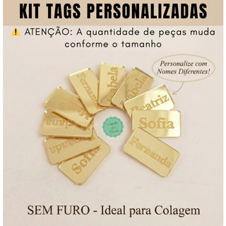 Kit Etiquetas Acrílico Espelhado Personalizadas Sem Furo e Sem Desenho - Diversos Tamanhos e Cores - Escrita Própria em Oferta na Shopee