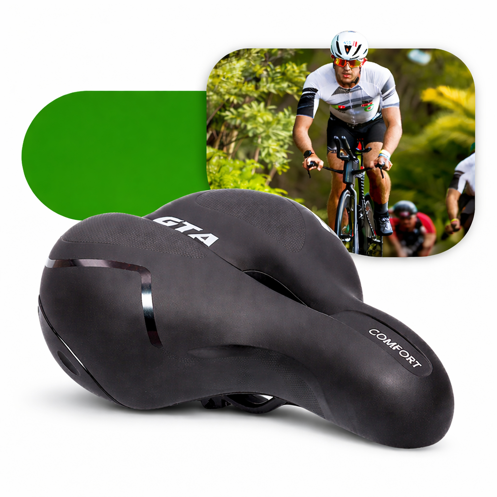 Banco Selim Gel Plus 2 Molas GTA Largo Com Fita Refletiva Segurança Bicicleta Bike Mtb em Oferta na Shopee