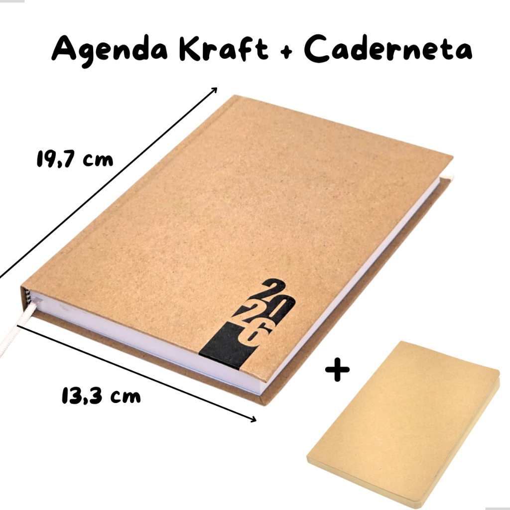 Agenda Diária Brochura Kraft Ecológica Planner 360 pág + Caderneta Kraft Executiva sem Pauta