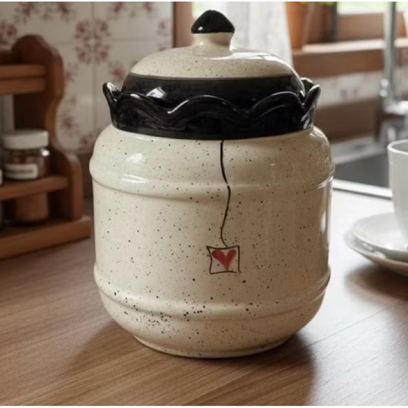 Pote Mantimento Preto Compoteira Para Alimentos Em Cerâmica Feito A Mão 2,1 Litros