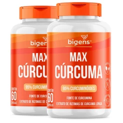 Kit 2 Max Cúrcuma, Curcumina Ativa Concentrada, 95% curcuminoides, 60 Cápsulas, Bigens