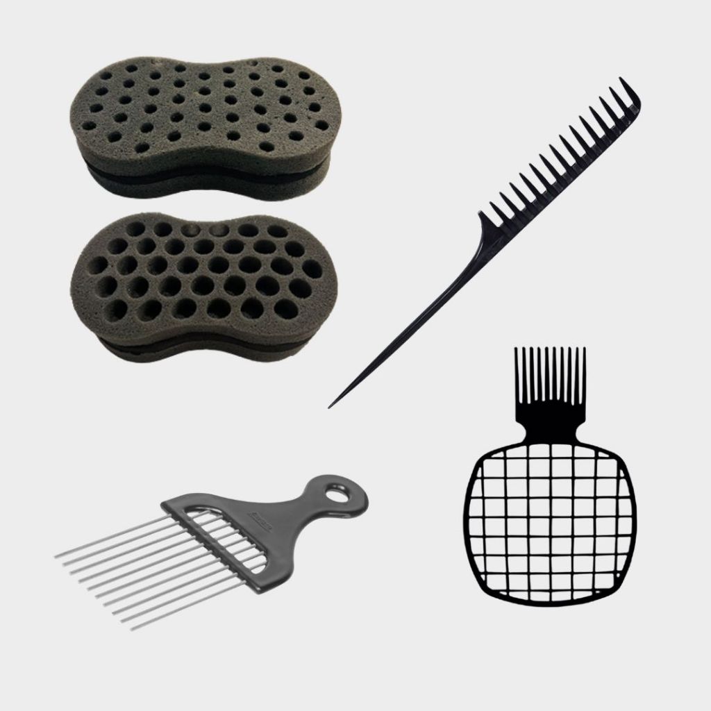 KIT NUDRED 4 UNIDADES - PENTE GARFO + ESPONJA NUDRED + PENTE PROF. BLACK + RAQUETE NUDRED