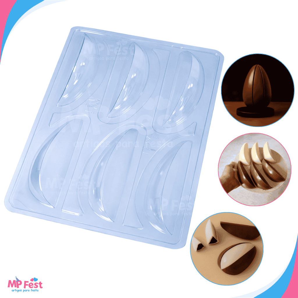 Forma Especial Ovo de Páscoa 6 Fatias - Suporte e Molde BWB (3 partes)