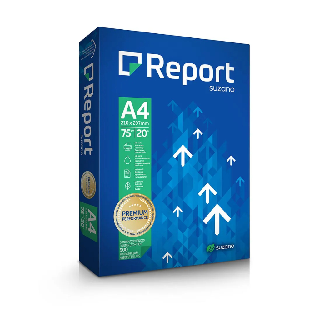 Papel Resma Report A4 Sulfite 75g pacote com 500/1000 Folha Branca Liso jato de tinta e laser