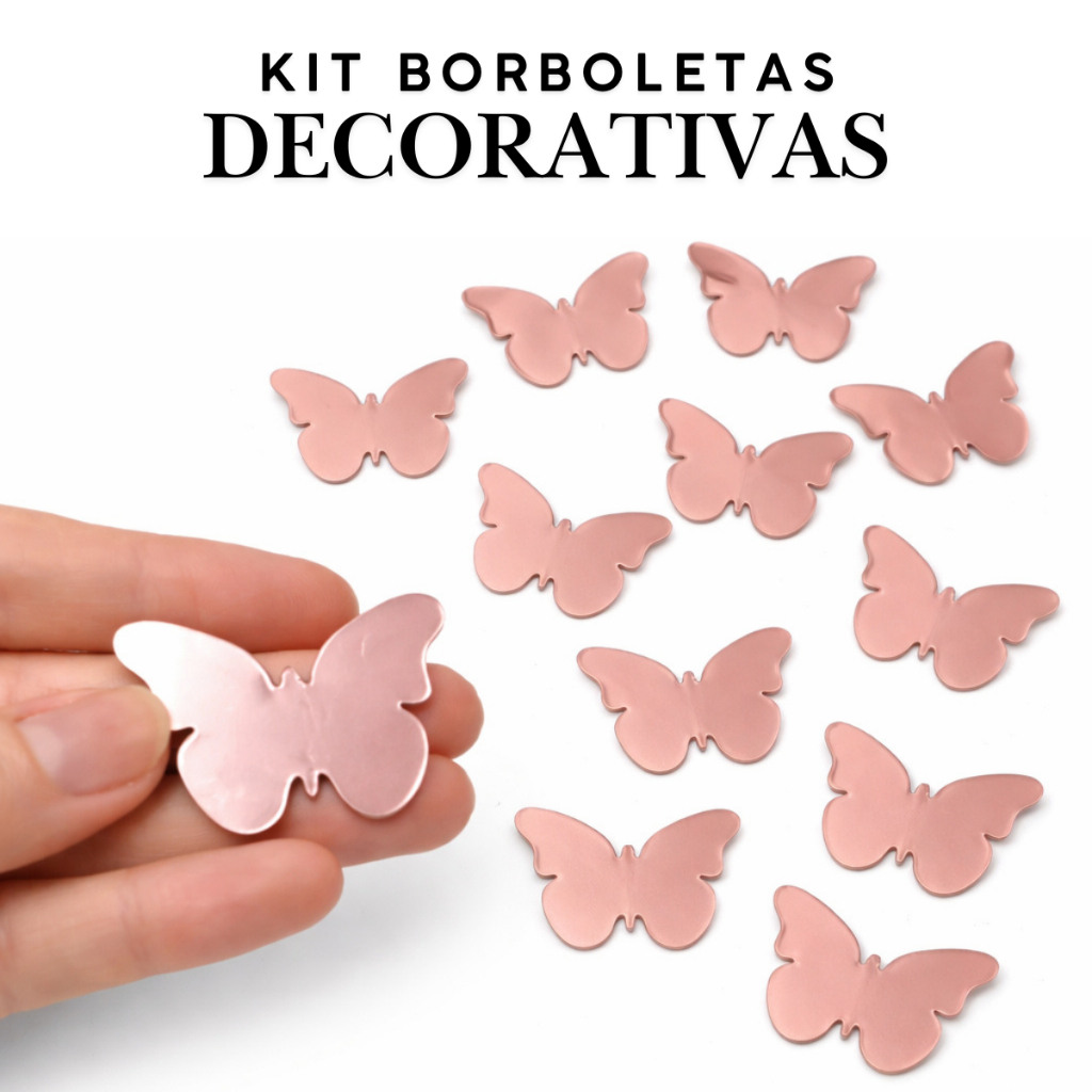 Kit 20 Unidades Borboletas Decorativas Acrílico Espelhado 4x3cm Parede de Quarto Escola