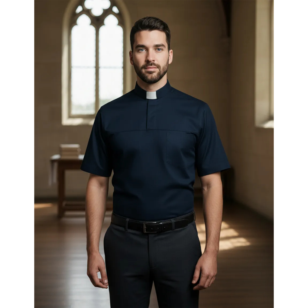 Camisa Clerical Estilo Polo Curta Sem Palheta Ultra Elastano em Oferta na Shopee