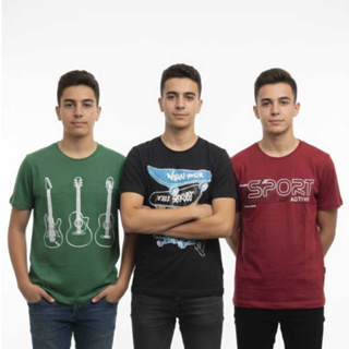 kit 3 Camiseta Juvenil Menino 10 ao 16 Cores e Estampas Sortidas Manga Curta em Oferta na Shopee