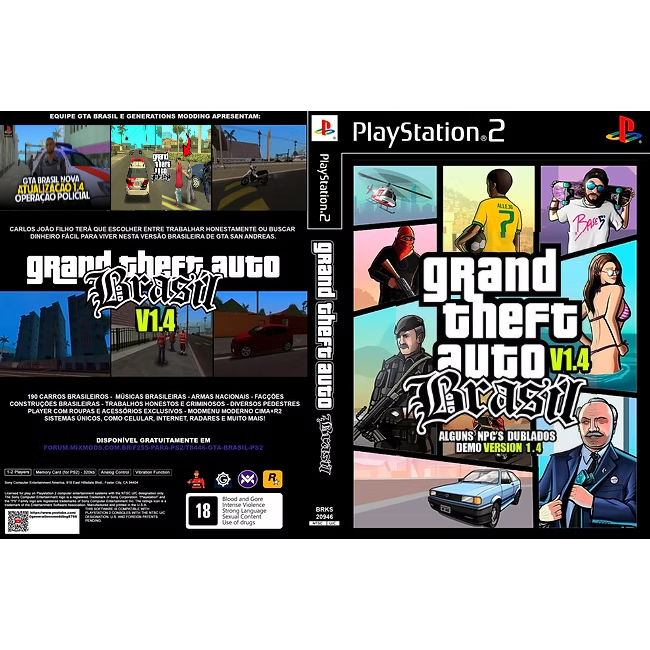 Jogo GTA Brasil 2026 v1.4 Ps2 Mídia Física