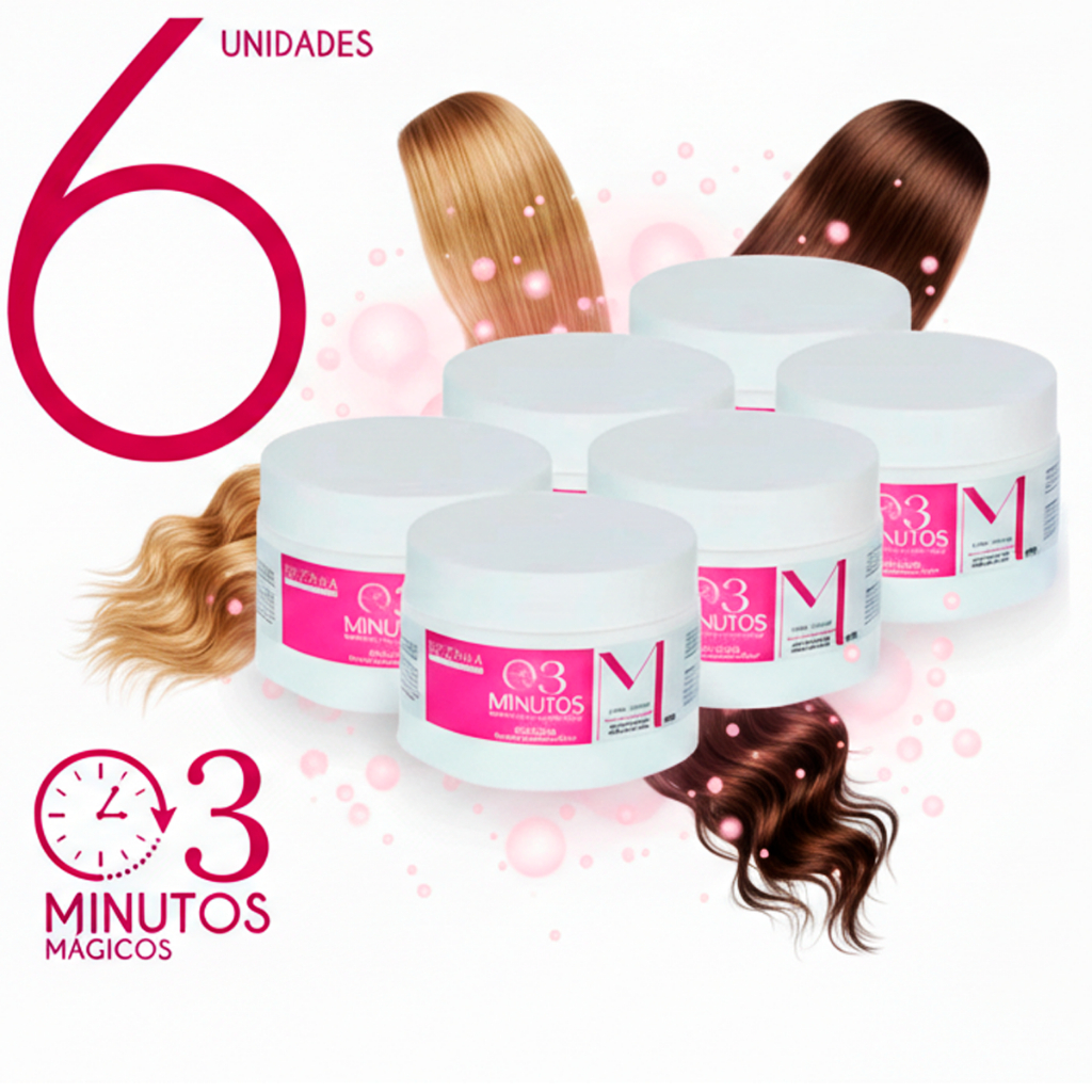 kit com 6 und - Máscara 3 Minutos Mágicos no Chuveiro 300g Begônia Cosméticos hidratante de cabelo