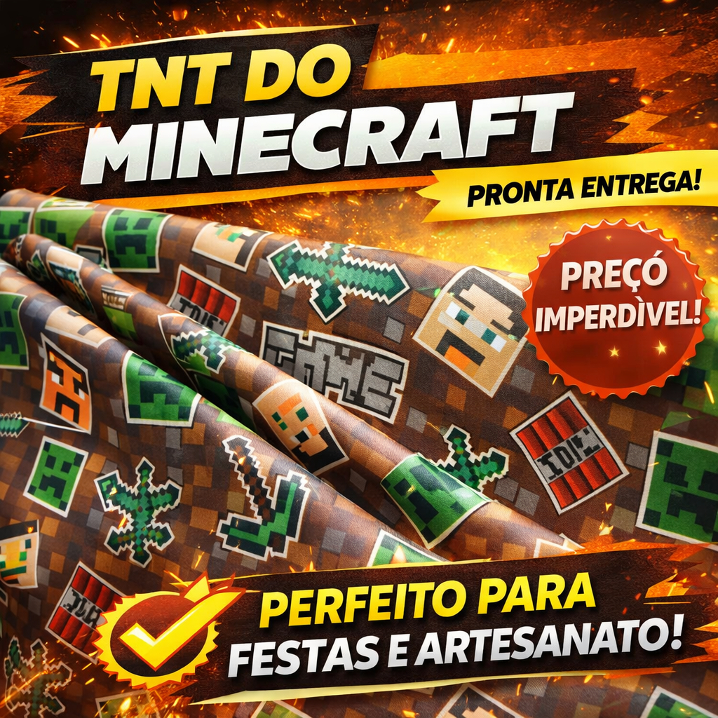 Tnt Estampado Minecraft Video Game Toalha De Mesa Decoração Aniversário Minecraft Escolha a Metragem