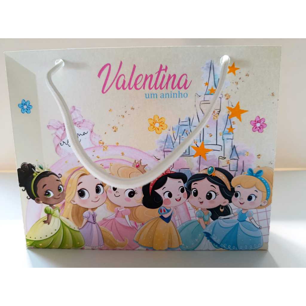 SACOLINHA PERSONALIZADA DE ANIVERSÁRIO PRINCESAS DISNEY - LEMBRANCINHA PERSONALIZADA PEGUE E MONTE