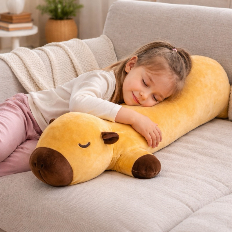 Almofada Xuxão Capivara 90cm Gigante Antialérgica Almofada de Corpo Pelúcia Filó para Cama