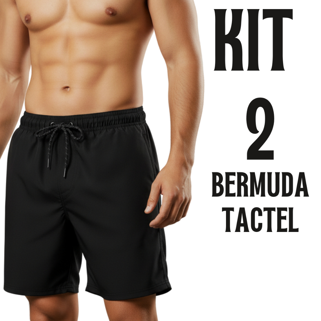 Kit 2 Bermudas Tactel Masculina com Elastano Academia Treino Conforto
